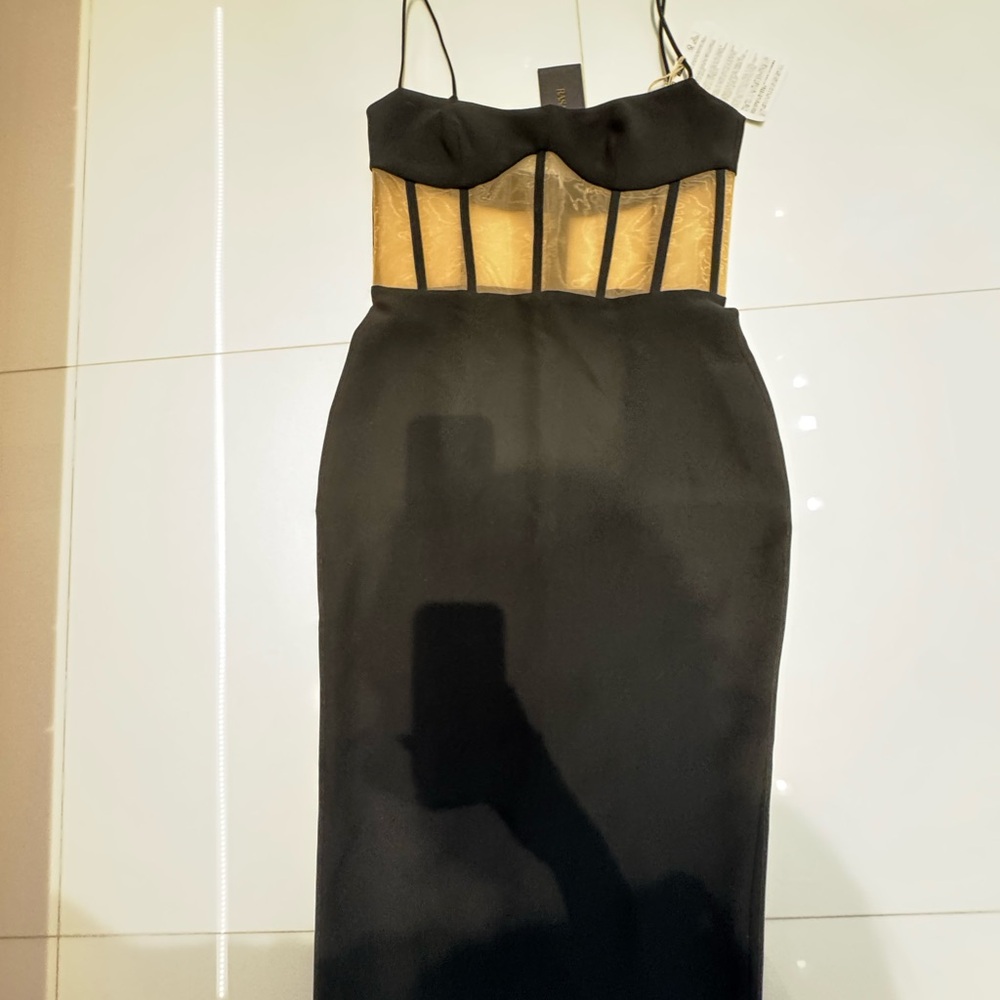 Rasario Chic Black and Gold Backless Dress